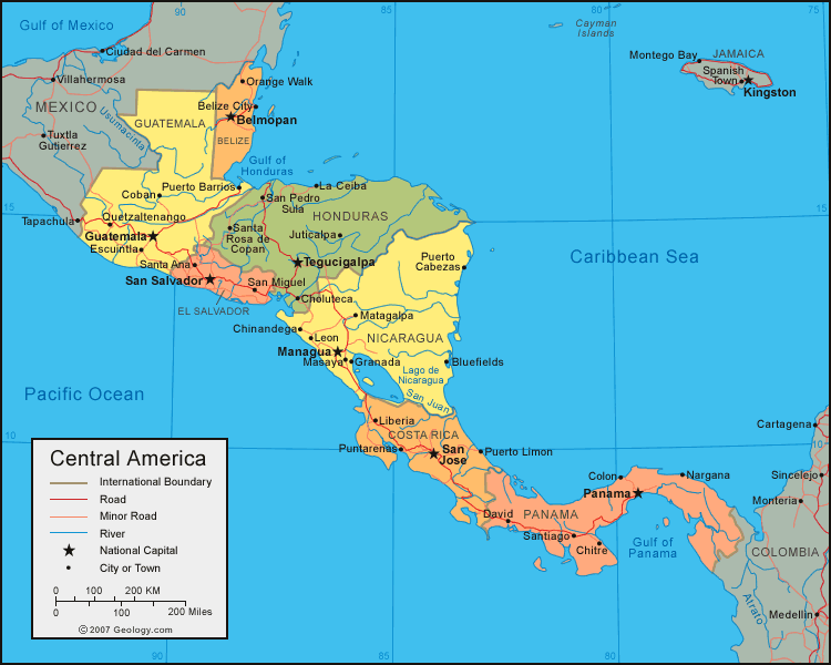 Latin America Map Physical